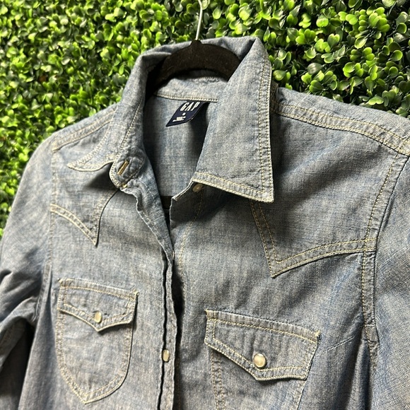 Gap S shirt Blue Chambray Western Denim cowboy - Picture 5 of 7
